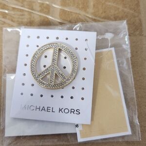 Michael Kors Gold Peace Sign Pin